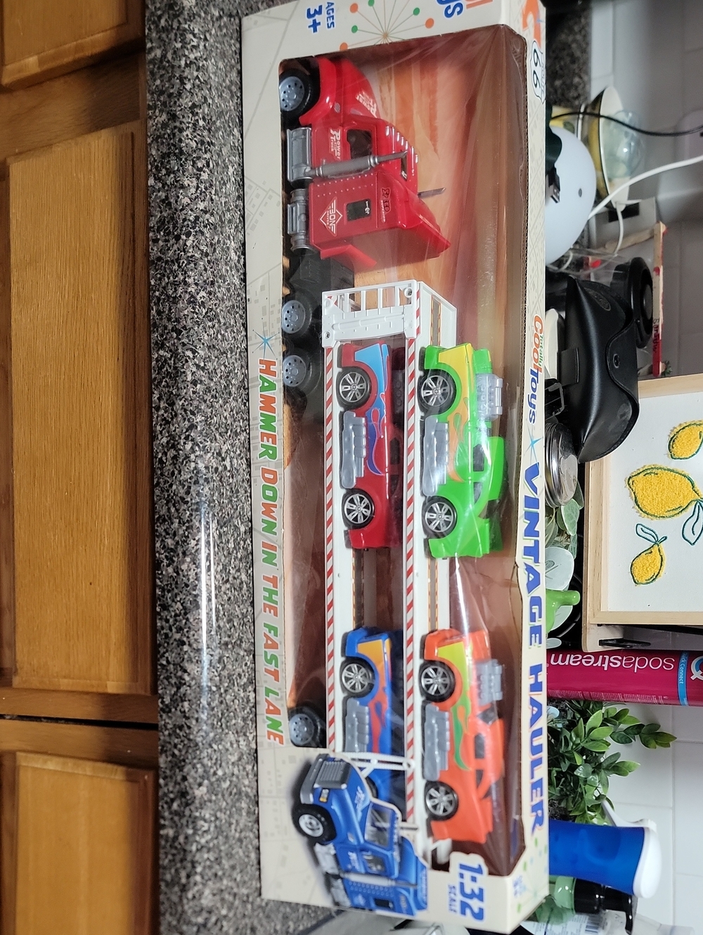 Vintage Hauler Toy Truck with Bright Multi-Color Cars - Kids Toys